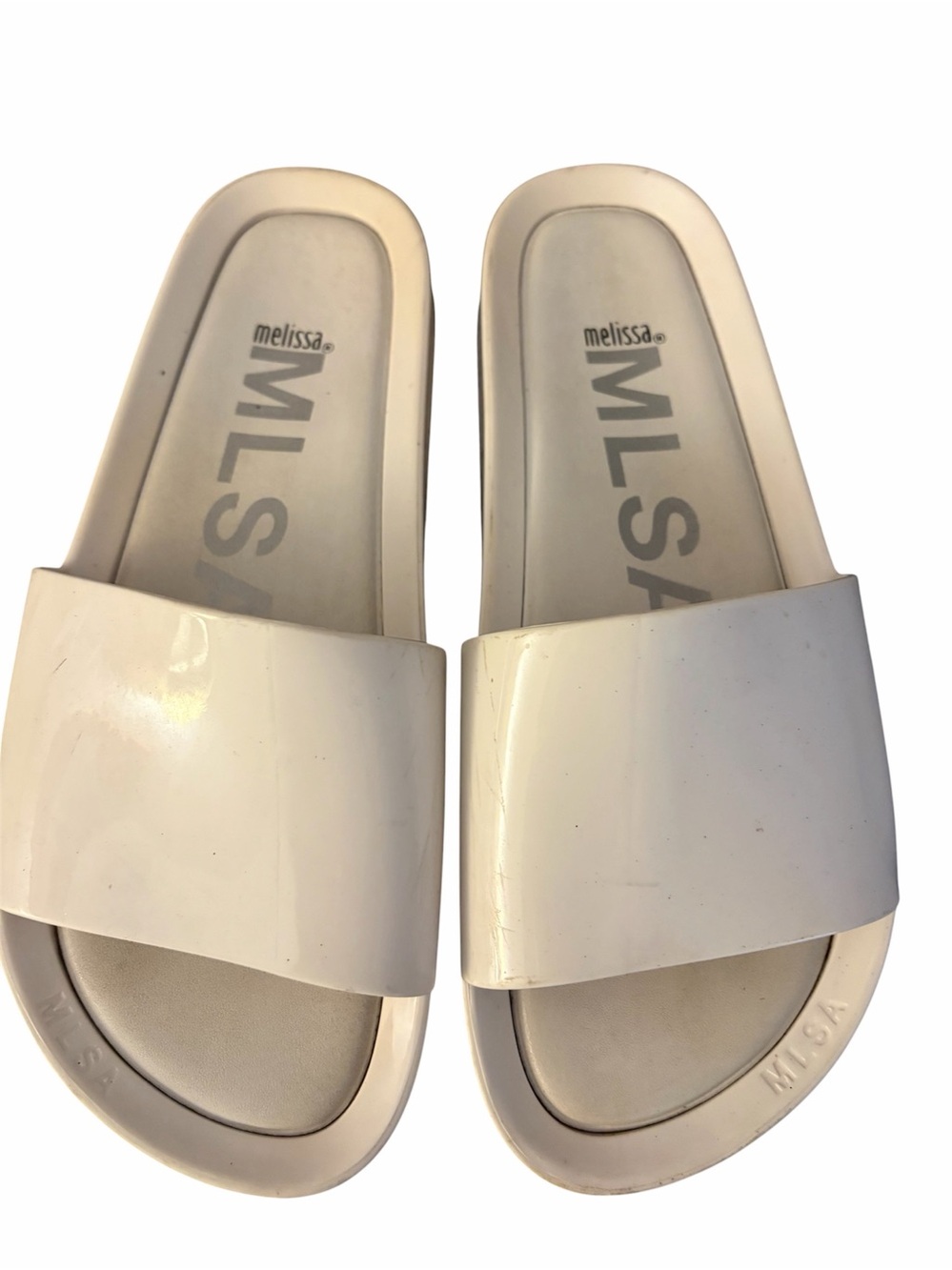 Melissa White Glossy Slide Sandals Size 9